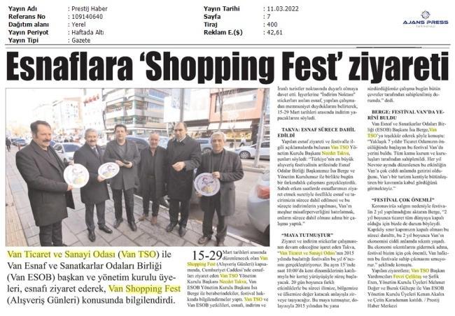 ESNAFLARA 'SHOPPİNG FEST'ZİYARETİ