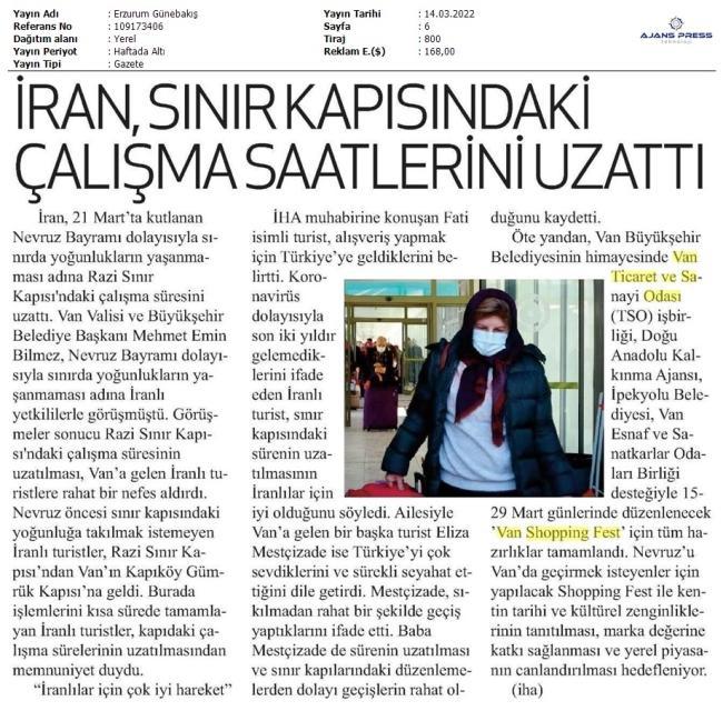 İRAN,SINIR KAPISINDAKİ ÇALIŞMA SAATLERİNİ UZATTI