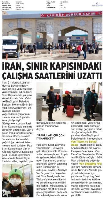 İRAN, SINIR KAPISINDAKİ ÇALIŞMA SAATLERİNİ UZATTI
