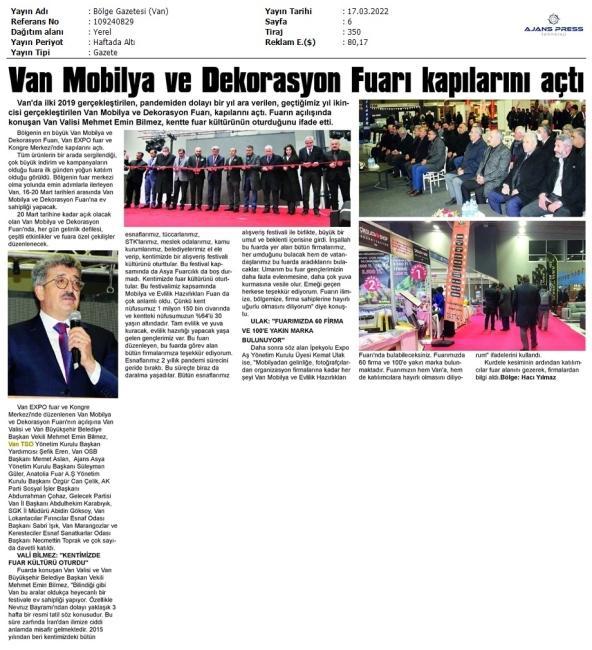VAN MOBİLYA VE DEKORASYON FUARI KAPILARINI AÇTI