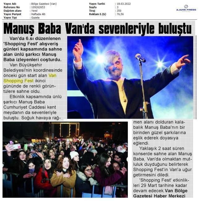 MANUŞ BABA VAN'DA SEVENLERİYLE BULUŞTU