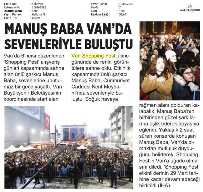 MANUŞ BABA VAN' DA SEVENLERİYLE BULUŞTU