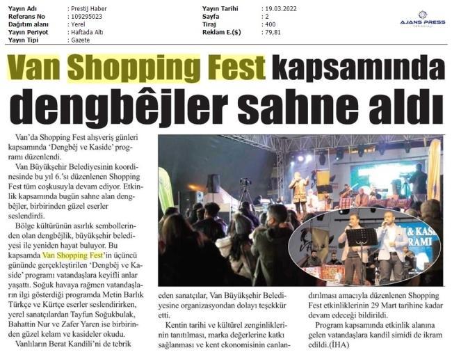VAN SHOPPİNG FEST KAPSAMINDA DENGBÊJLER SAHNE ALDI