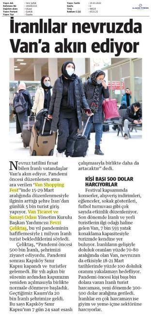 İRANLILAR NEVRUZDA VAN' A AKIN EDİYOR