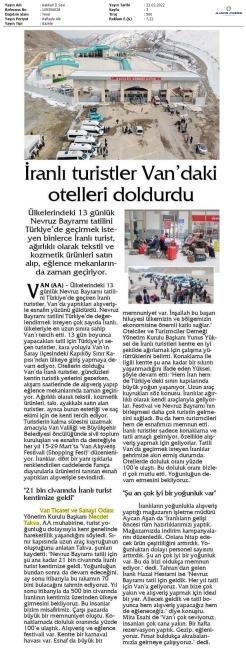 İRANLI TURİSTLER VAN' DAKİ OTELLERİ DOLDURDU