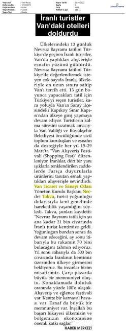 İRANLI TURİSTLER VAN' DAKİ OTELLERİ DOLDURDU