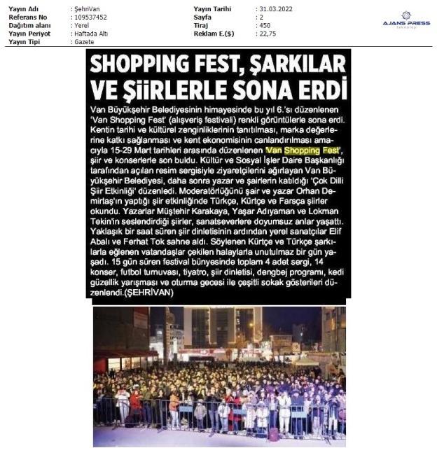 SHOPPİNG FEST, ŞARKILAR VE ŞİİRLERLE SONA ERDİ