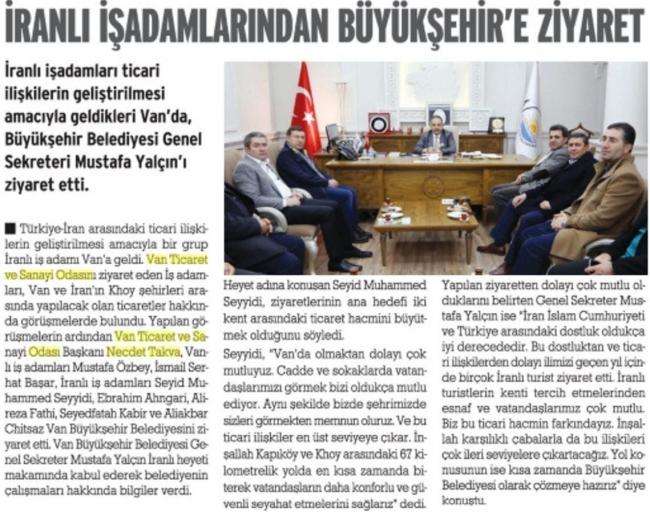 İRANLI İŞADAMLARINDAN BÜYÜK ŞEHİR'E ZİYARET