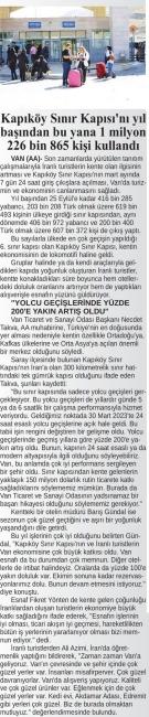KAPIKÖY SINIR KAPISI' NI YIL 1 MİLYON 226 BİN 865 KİŞİ KULLANDI