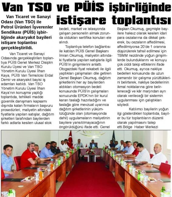 VAN TSO VE PÜİS İŞBİRLİĞİNDE İSTİŞARE TOPLANTISI