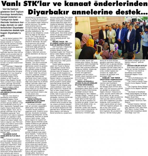 VAN STK'LAR KANAAT ÖNDERLERİNDE DİYARBAKIR ANNELERİNİ DESTEK
