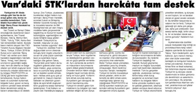 VAN'DAKİ STK'LARDAN HAREKATA TAM DESTEK
