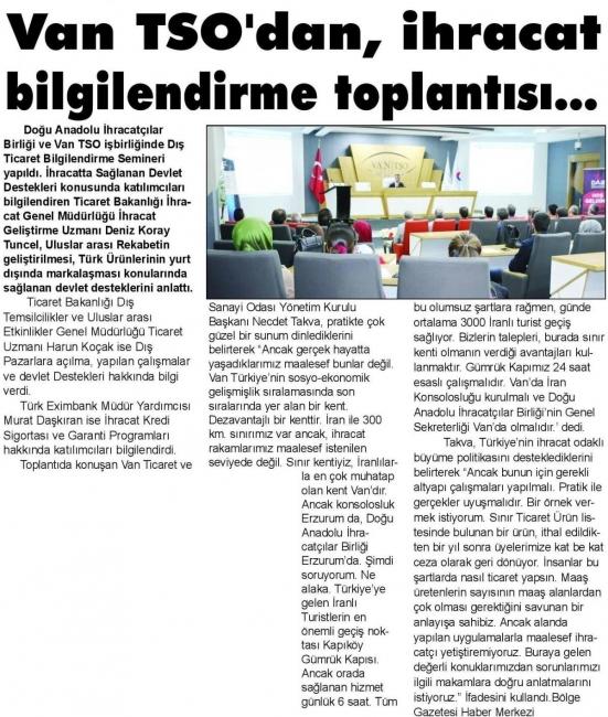 VAN TSO'DAN İHRACAT BİLGİLENDİRME TOPLANTISI