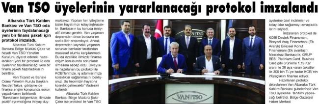 ALBARAKA TÜRK BANKASI İLE VAN TSO PROTOKOL İMZALADI
