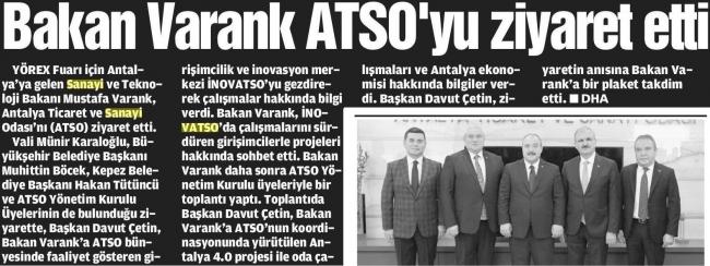 BAKAN VARAK ATSO'YU ZİYARET ETTİ