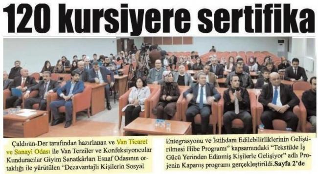 120 KURSİYERE SERTİFİKA