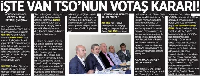 İŞTE VAN TSO' NUN VOTAŞ KARARI