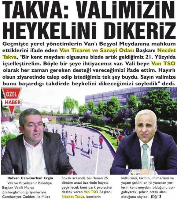 TAKVA : VALİMİZİN HEYKELİNİ DİKERİZ
