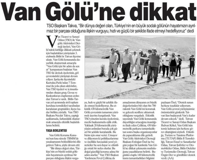 VAN GÖLÜ'NE DİKKAT