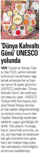 DÜNYA KAHVALTI GÜNÜ UNESCO YOLUNDA
