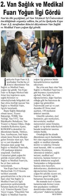 VAN SAĞLIK VE MEDİKAL FUARI YOĞUN İLGİ GÖRDÜ