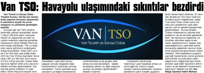 VAN TSO: HAVAYOLU ULAŞIMINDAKİ SIKINTILAR BEZDİRDİ
