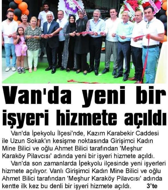 VAN' DA YENİ BİR İŞYERİ HİZMETE AÇILDI
