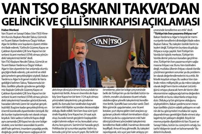 VANTSO BAŞKANI TAKVA' DAN