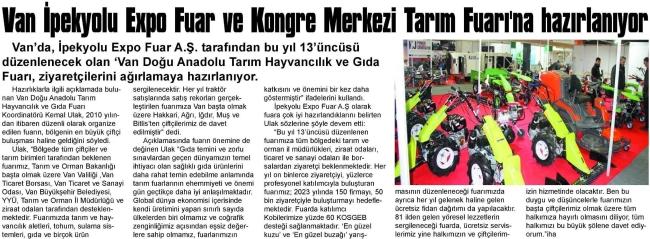 VAN İPEKYOLU EXPO FUAR VE KONGRE MERKEZİ TARIM FUARINA HAZIRLANIYOR