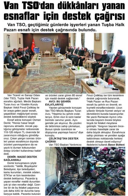 YANAN ESNAFLAR İÇİN DESTEK ÇAĞRISI VAN TSO, GEÇTİĞİMİZ GÜNLERDE