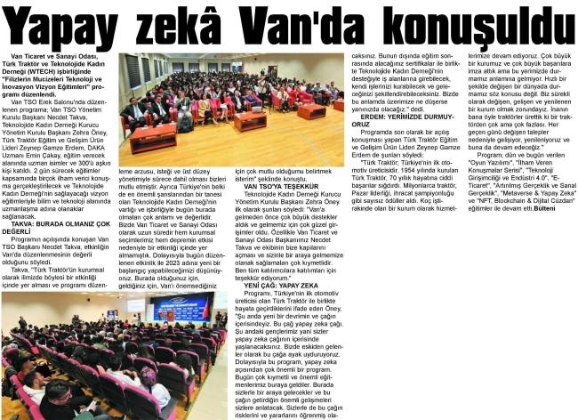 YAPAY ZEKA VAN'DA KONUŞULDU