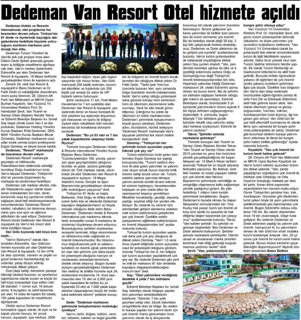DEDEMAN VAN RESORTANT OTEL HİZMETE AÇILDI