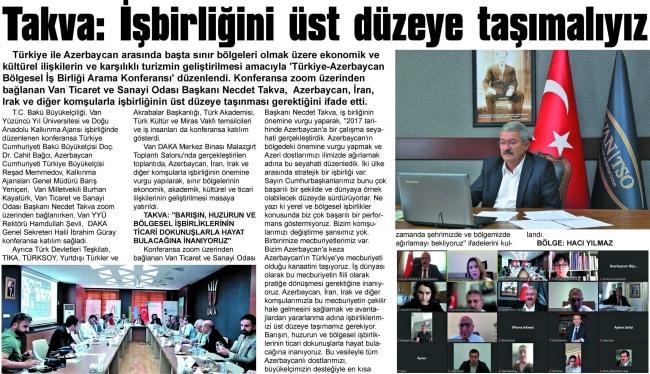 BAŞKAN TAKVA İŞBİRLİĞİNİ ÜST DÜZEYE TAŞIMALIYIZ