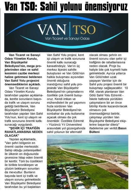 VAN TSO: SAHİ YOLUNU ÖNEMSİYORUZ
