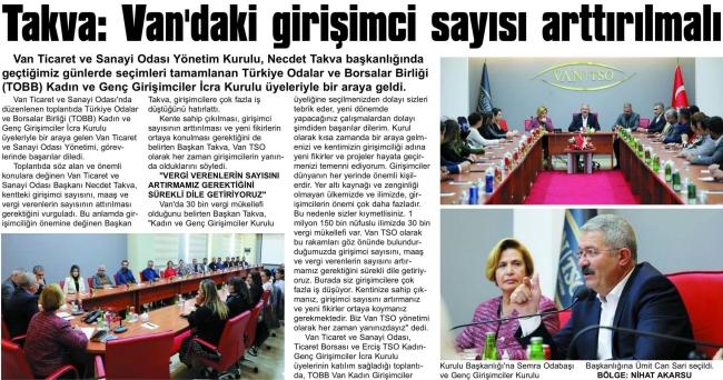 TAKVA:VAN'DAKİ GİRİŞİMCİ SAYISI ARTTIRILMALI