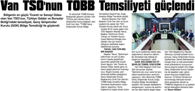 VAN TSO' NUN TOBB TEMSİLİYETİ GÜÇLENDİ