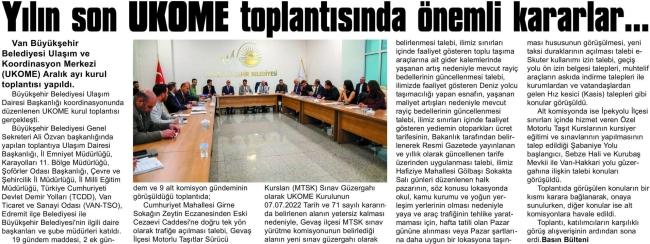 YILIN SON UKOME TOPLANTISINDA ÖNEMLİ KARARLAR.