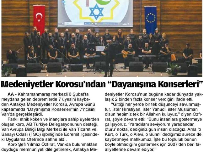 MEDENİYETLER KOROSU NDAN DAYANIŞMA KONSERLERİ