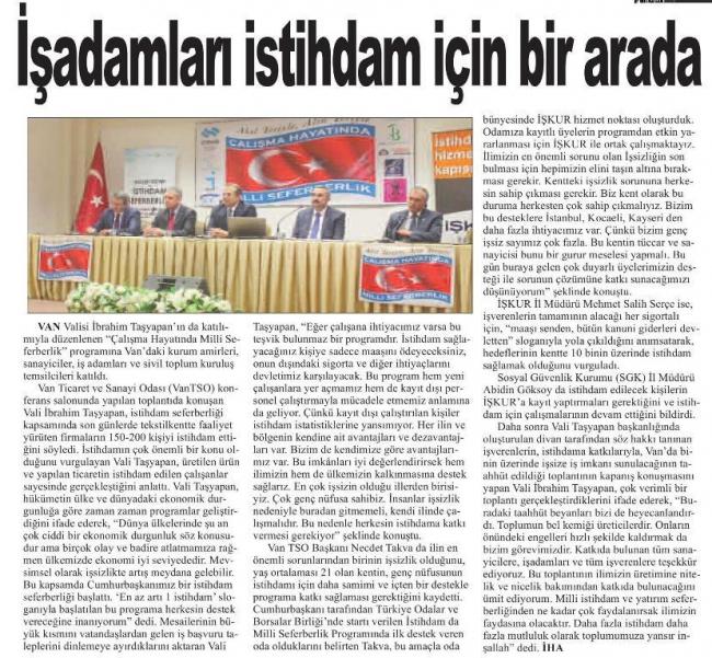 İŞADAMLARI İSTİHDAM İÇİN BİR ARADA