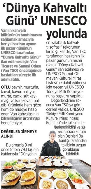 DÜNYA KAHVALTI YOLUNDA GÜNÜ UNESCO