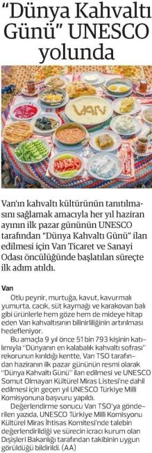 DÜNYA KAHVALTI GÜNÜ UNESCO YOLUNDA