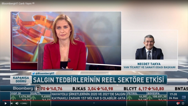 Van TSO Başkanı Bloomberg TV'nin konuğu oldu