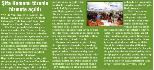 Şifa Hamamı Törenle Hizmete Açıldı.