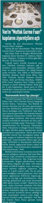 VAN'IN MUTFAK GURME FUARI KAPILARINI ZİYARETÇİLERE AÇTI