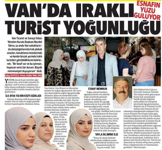 VAN DA IRAKLI TURİST YOĞUNLUĞU