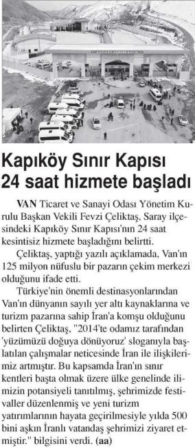KAPIKÖY SINIR KAPISI 24 SAAT HİZMETE BAŞLADI