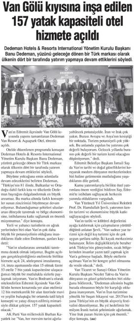 VAN GÖLÜ KIYISINA İNŞA EDİLEN 157 YATAK KAPASİTELİ OTEL HİZMETE AÇILDI