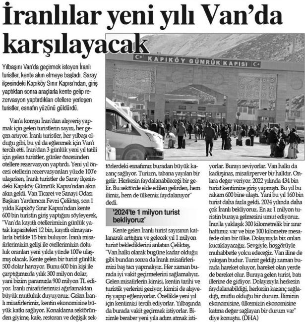İRANLILAR YENİ YILA VAN' DA GİRECEK