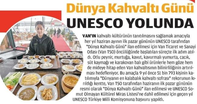 DÜNYA KAHVALTI GÜNÜ UNESCO YOLUNDA