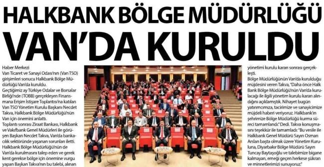 HALKBANK BÖLGE MÜDÜRLÜĞÜ VAN'DA KURULDU